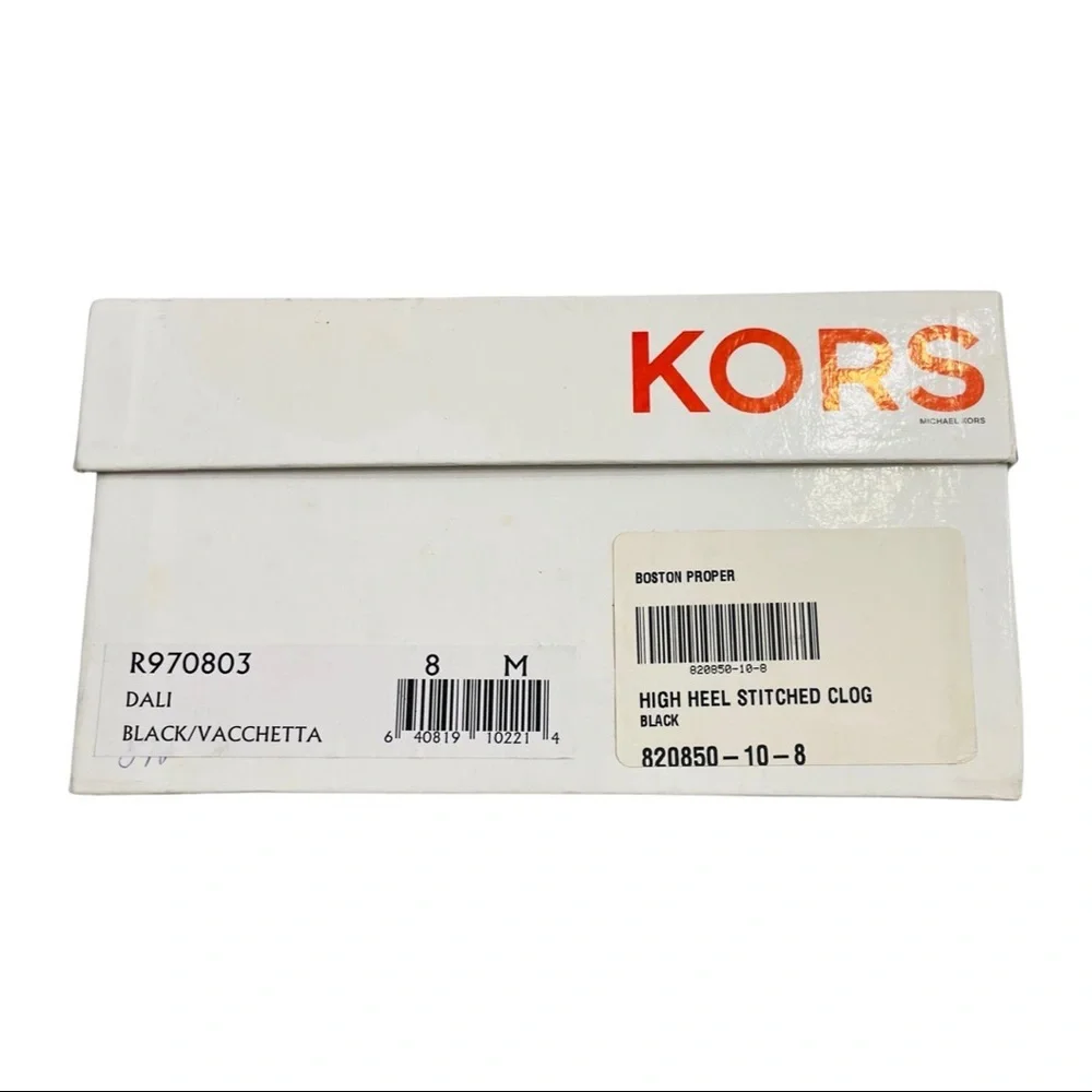 NIB Michael Kors Black Leather High Heel Stitched Clogs - Picture 10 of 10